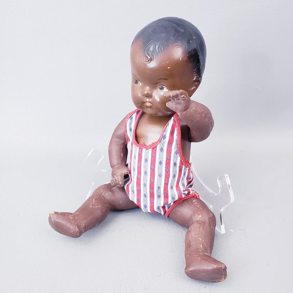 Antique Early 1900’s Black Doll African American Composition 12”